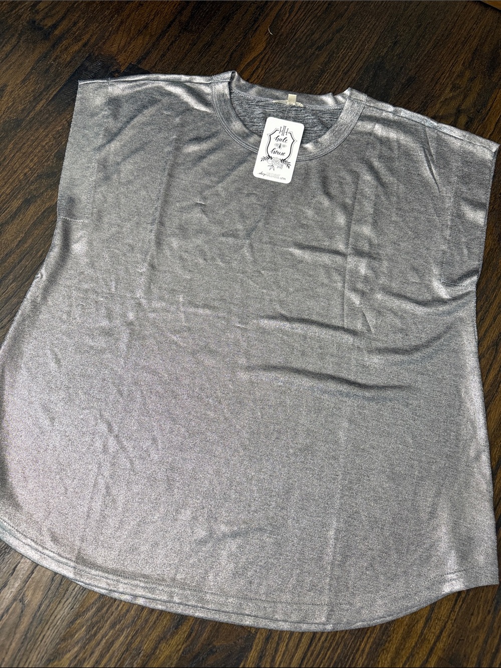 JODIFL Metallic Silver Muscle Tee